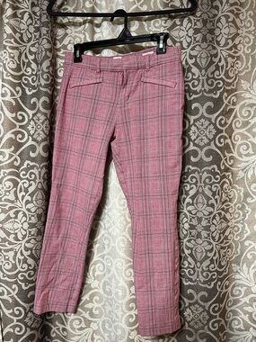 Gap Pink Plaid Cropped Pants- Signature  Skinny Ankle